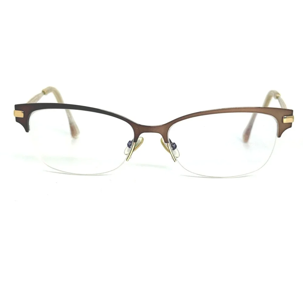 Jimmy Choo JC182 14W 140 Brown Gold Cat Eye Semi Rimless Eyeglasses Frames 22184
